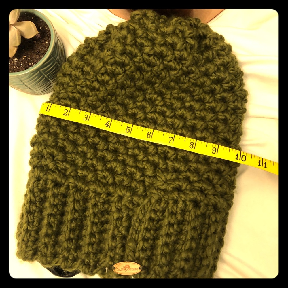 Cute hand knit , satin-lined, slouchie beanie